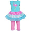 AnnLoren Girls' Boutique Pink Flamingo Dress and Legging Outfit