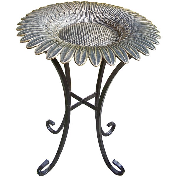 Premium Sunflower Bird Bath on Tower Base