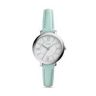 Fossil Women's ES3936 Mini Jacqueline Silver Dial Sea Green Leather Watch