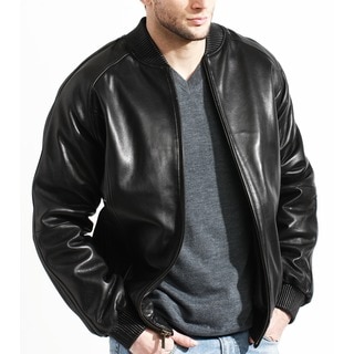 Men's Black Lamb Leather Baseball Bomber