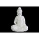 Ceramic Meditating Buddha Figurine with Rounded Ushnisha in Dhyana Mudra Gloss Finish White