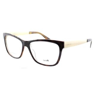 Gucci Women's 'Havana' Crystal Gold Plastic Rectangle Eyeglasses