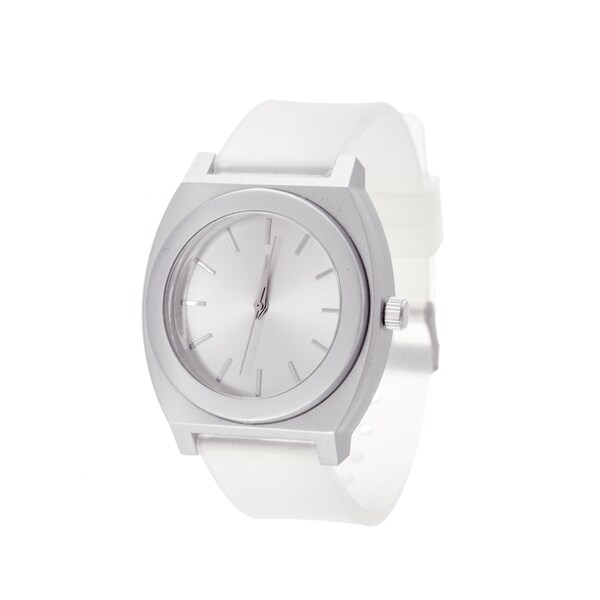 Airwalk Analog Silver Case with White Silicone Strap Watch 