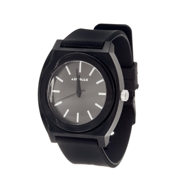 Airwalk Analog Black Case with Black Silicone Strap Watch 