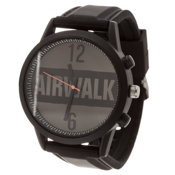 Airwalk Analog Black Logo Dial with Black Silicone Strap Watch 