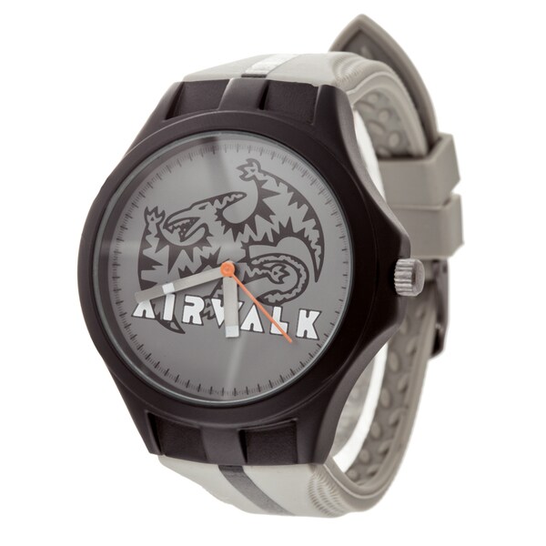 Airwalk Analog Black Case and Logo on Dial with Grey & Black Silicone Strap Watch 