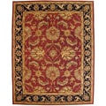 Hand-tufted Agra Burgundy and Black Indian Wool Rug (5' x 8')