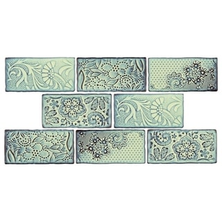 SomerTile 3x6-inch Antiguo Feelings Agua Marina Ceramic Wall Tile (Pack of 8)