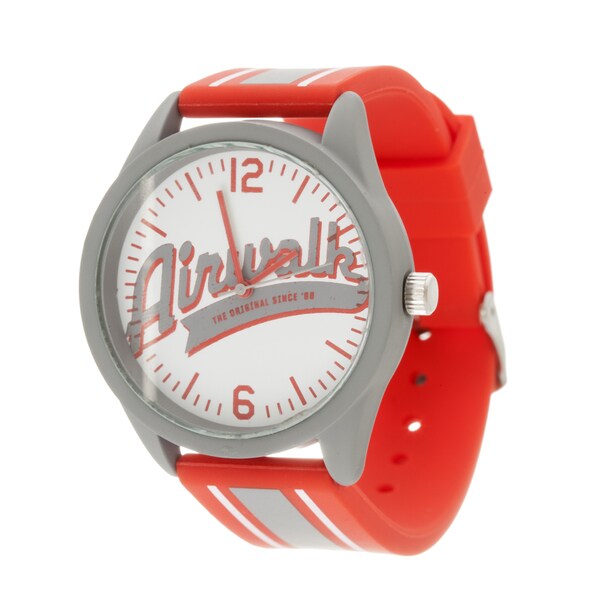 Airwalk Analog Grey Case and Logo on Dial with Red & Grey Silicone Strap Watch 