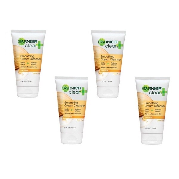 Garnier Clean Cleanser Cream Smoothing 5-ounce Tube (Pack of 4)