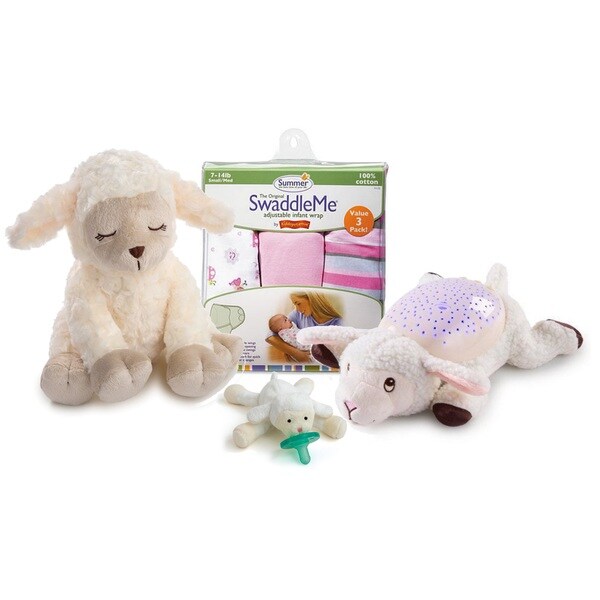 Summer Infant Soothing Sounds and Lights Little Lamb with 6-piece Swaddle Value Pack