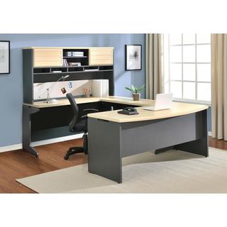 Altra Benjamin Grey/ Natural U-Shaped Desk with Hutch Bundle