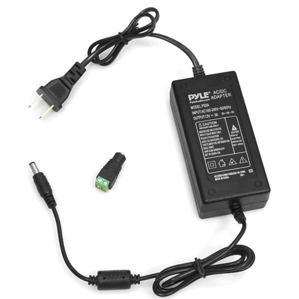 Pyle PS5A 12V Power Supply Cable with AC/DC Male CCTV Plug-in Adapter