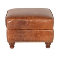 Lazzaro Leather Alexus Caramel Ottoman