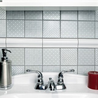 SomerTile 11.625x11.625-inch Geoshine Grey Porcelain Mosaic Floor and Wall Tile (Case of 5)