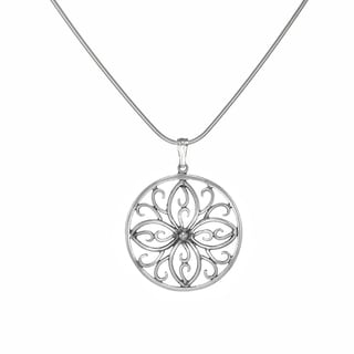Jewelry by Dawn Round Scroll Medallion Sterling Silver Snake Chain Necklace