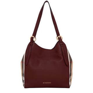 Burberry Leather and House Check Small Canter Tote