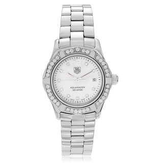 Tag Heuer Women's Stainless Steel 1/2 CT TDW Diamond 'Aquaracer' WAF1416-BA0813 Link Watch