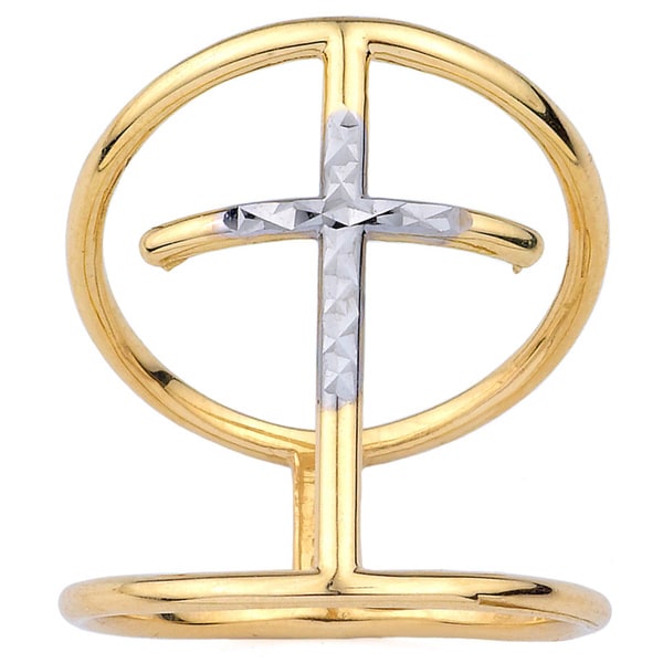 10k TwoTone Gold Cross Fashion Ring 18096474