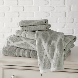 Diamond Jacquard/ Solid 6-piece Towel Set