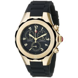 Michele Women's MWW12F000088 'Tahitian Jelly Bean' Chronograph Black Silicone Watch