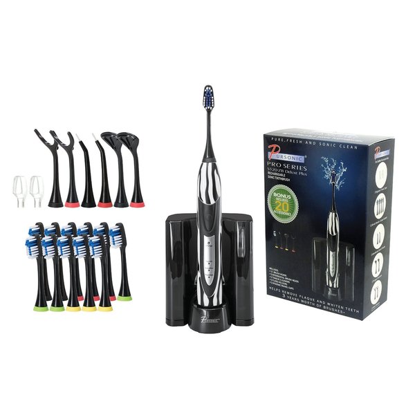 Pursonic S520 Zebra Rechargeable Electric Toothbrush with Bonus Value Pack