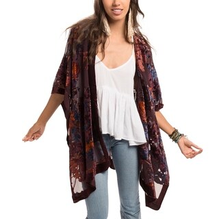 Saachi Women's Flower Velvet Open Front Poncho (China)