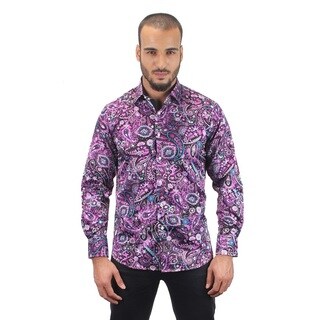 Suslo Couture Men's Garet Purple Button Down