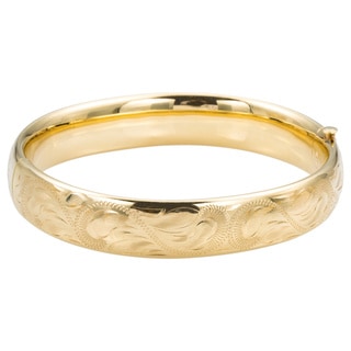 14k Yellow Gold Lightly Carved Estate Bangle