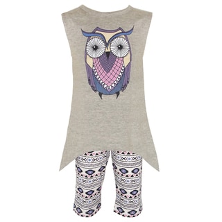 AnnLoren Boutique High Low Tribal Owl Tunic and Shorts Clothing Set
