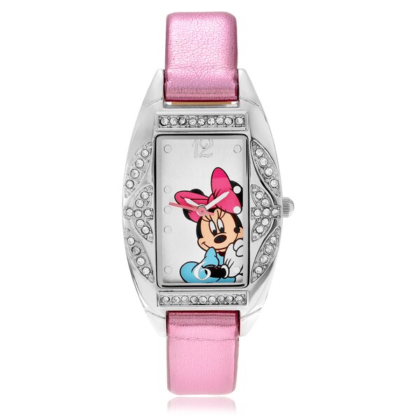 Disney Women's Minnie Mouse Rhinestone Rectangle Band Watch