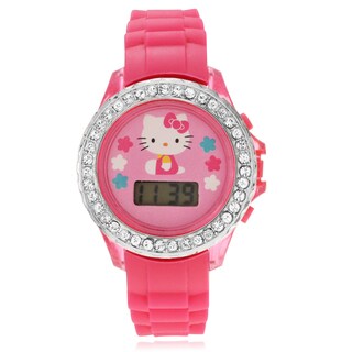Hello Kitty Children's Hello Kitty Rhinestone Flashing Light Strap Watch