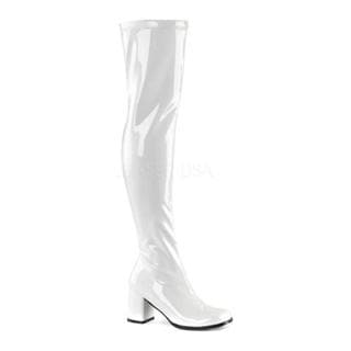 white patent thigh high boots