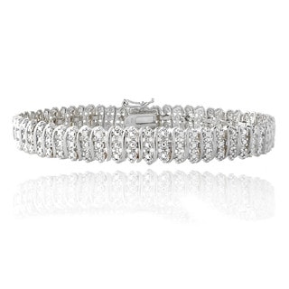 DB Designs Silvertone 1/10Ct TDW Diamond S Pattern Tennis Bracelet