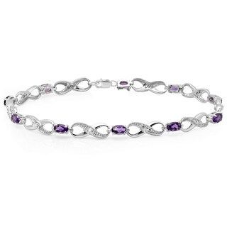 Sterling Silver Amethyst and White Diamond Accent Infinity Link Tennis Bracelet