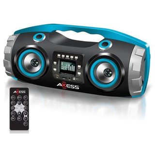 Axess PBBT2709 Blue Portable Bluetooth FM Radio/CD/MP3/USB/SD Heavy Bass Boombox