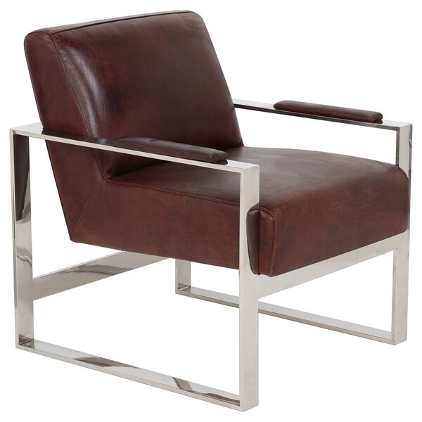 Safavieh Couture Collection Parkgate Oak Vintage Cigar Brown Leather Occassional Chair
