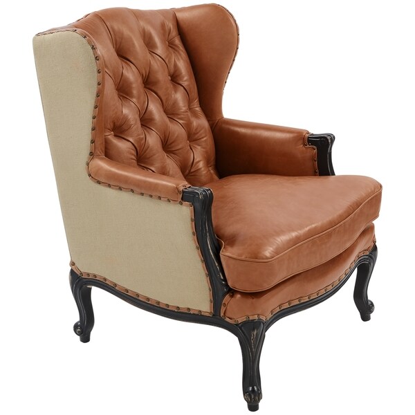 Safavieh Couture High Line Collection Ashland Oak Chair Light Brown/ Sand Leather Arm Chair