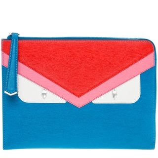 Fendi 'Monster' Flat Leather Clutch