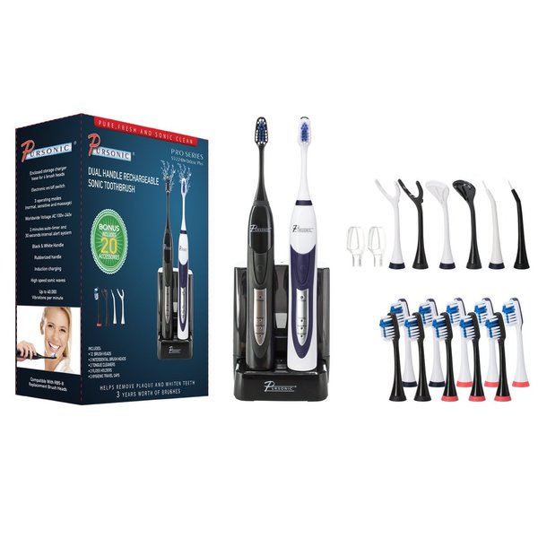 Pursonic S522 Dual Handle Ultra High Powered Sonic Electric Toothbrush Set