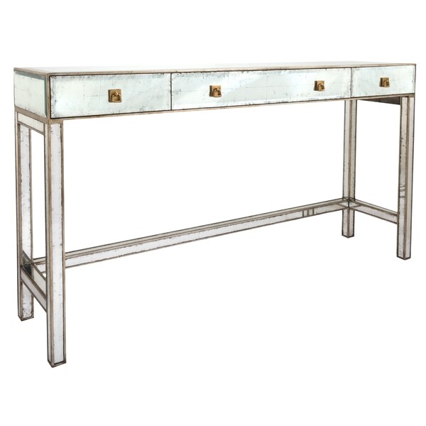 Safavieh Couture High Line Collection Madolyn Acacia Silver Leaf Eglomise Storage Console