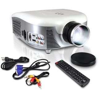 Pyle PRJD907 LED Widescreen Projector, 1080p HD Support, Up to 140-Inch Display, Built-In Speakers, Zoom Screen Size Adjustable