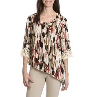 Sunny Taylor Women's Petite Asymmetrical Printed Top