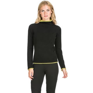 Ply Cashmere Women's Layered Trim Turtleneck Cashmere Sweater