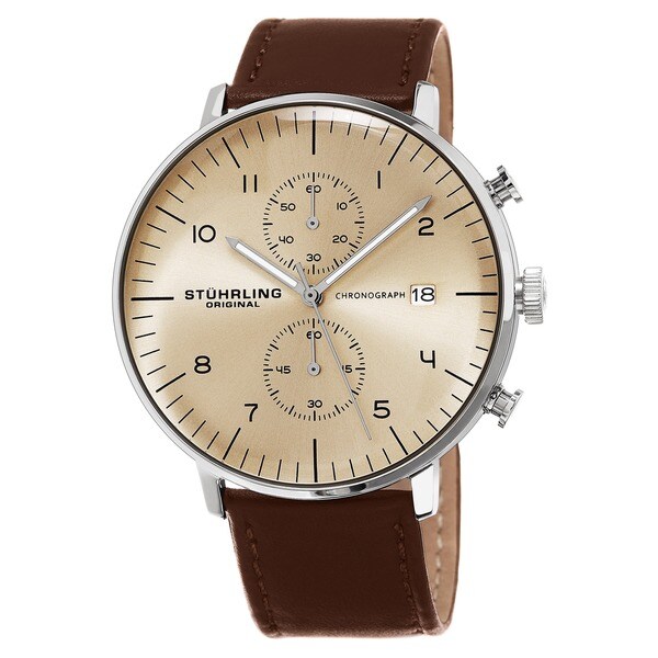Stuhrling Original Men's Monaco Quartz Chronograph Watch with Brown