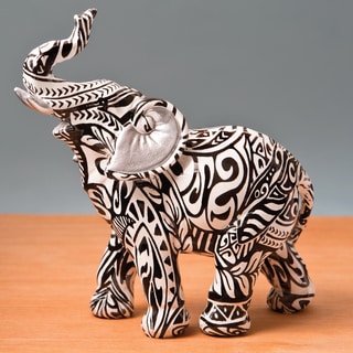 Standing Elephant With Boho Aztec Designj Accent Piece