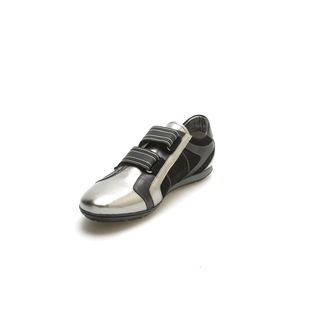 Versace Men's Silver/ Black Low Top Sneakers