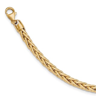14k Yellow Gold Polished Wheat Chain Bracelet