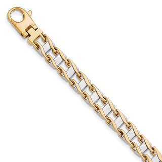 14k Two-tone Gold 7.95mm Polished Fancy Link Bracelet