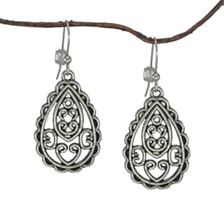 Jewelry by Dawn Antique Silver Pewter Filigree Teardrop Earrings